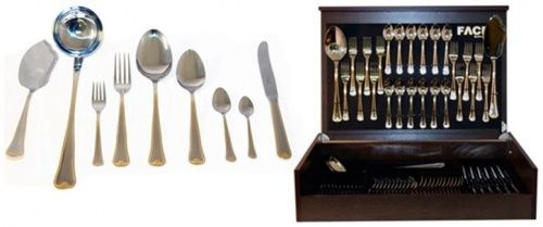 Набор столовых приборов 75 предметов на 12 персон Falperra Gold в деревянной коробке., 32581 фото 2