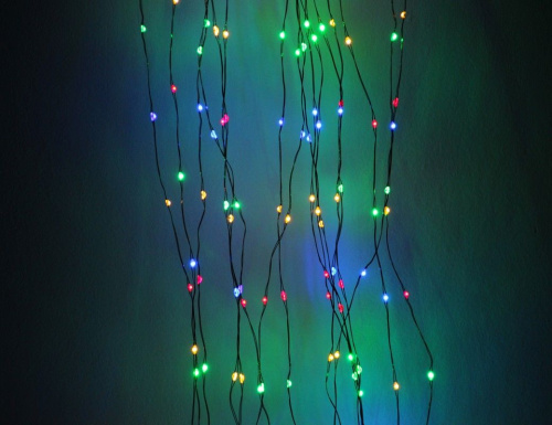 Электрогирлянда "Звёздный ёлочный дождик", micro-LED-огни, зелёная проволока, уличная, Kaemingk фото 6