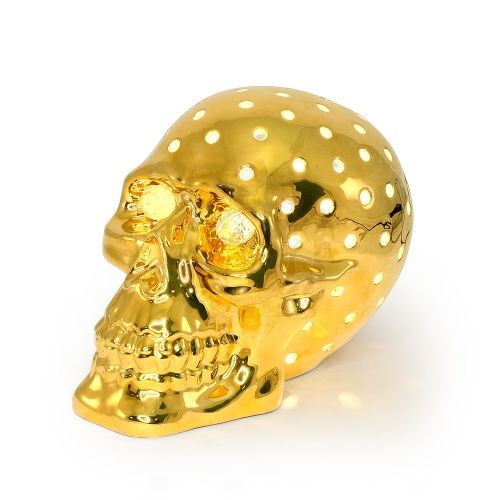 PISTOLETTO Лампа череп 24х15хH18 см, керамика, цвет и декор золото, swarovski фото 2