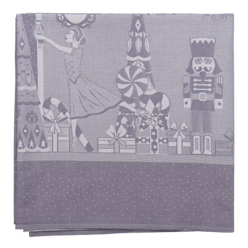 Скатерть из хлопка фиолетово-серого цвета с рисунком Щелкунчик, new year essential