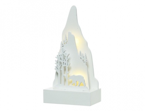 Светящаяся объемная декорация "Лес у горы - медведь", тёплые белые LED-огни, 5x15x8 см, таймер, батарейки, Kaemingk