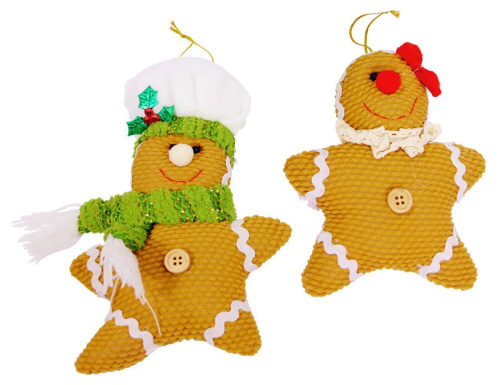 Набор ёлочных игрушек ЧЕЛОВЕЧКИ ПРЯНИЧКИ, текстиль, 17 см (2 шт.), Due Esse Christmas фото 3