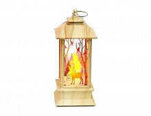 Светящаяся ёлочная игрушка "Фонарик - лесной праздник - олень", с LED-свечой, 13х5 см, батарейки, Sigro