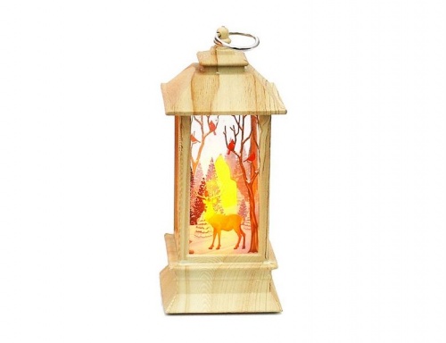 Светящаяся ёлочная игрушка "Фонарик - лесной праздник - олень", с LED-свечой, 13х5 см, батарейки, Sigro