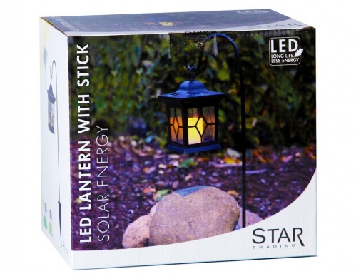 Садовый фонарик MAGIC GARDEN на штыре, чёрный, металл, LED-свеча, солнечная батарея, 50х14.5 см, STAR trading фото 3