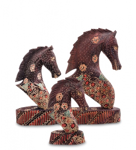 10-013 Фигурка "Лошадь" набор из трех 25,20,15 см (батик, о.Ява) фото 2