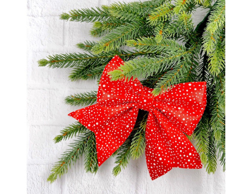 Банты для декорирования ПРЕЛЕСТЬ В ГОРОШЕК, красный, 13х12 см, 2 шт., Christmas Deluxe фото 3