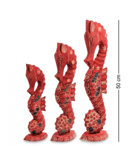 10-017 Фигурка "Морской конек" набор из трех 50,40,30 см (батик, о.Ява)