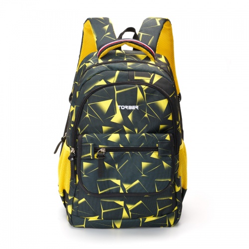 Рюкзак Torber Class X 15,6'', черно-желтый с орнаментом, 45x30x18 см