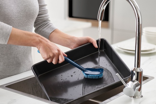 Щетка для мытья посуды cleantech с запасной насадкой, синяя фото 10