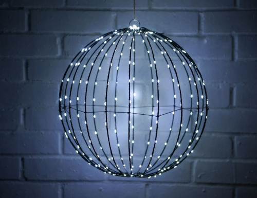 Подвесное светящееся украшение ШАР ЛЕМОНД, 240 холодных белых LED-огней, 40 см, таймер, уличное, Koopman International фото 2