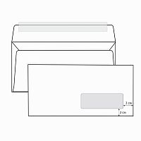 Конверты почтовые Е65 правое окно, отрывная полоса, 1000 шт