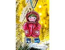 Елочная игрушка Девочка в шубке - Зимние Каникулы 10 см, дерево, подвеска, Winter Deco