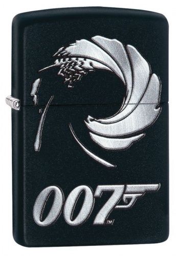 Зажигалка ZIPPO James Bond с покрытием Black Matte, латунь/сталь, чёрная, матовая, 36x12x56 мм, 29566