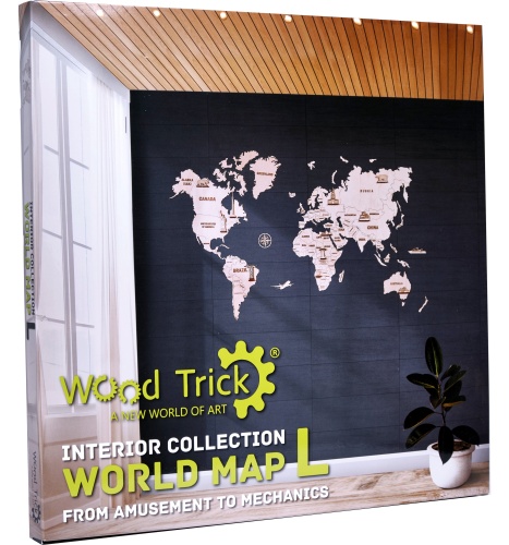 Механическая сборная модель Wood Trick Карта мира L фото 7