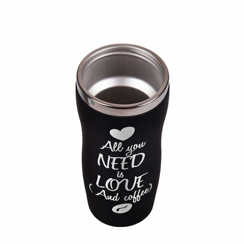 Термокружка "All You Need is Love" в красном цвете, изготовленная из нержавеющей стали, представленная в подарочной упаковке фото 6