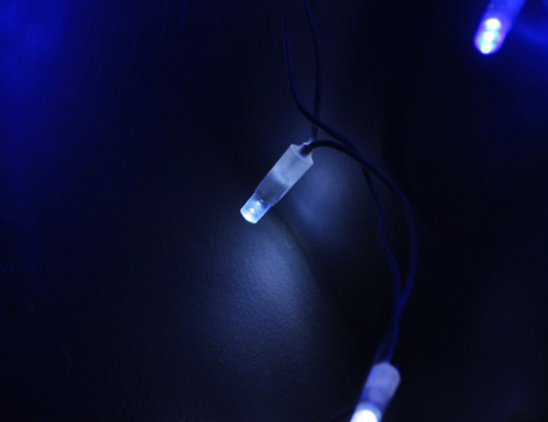 Светодиодная бахрома мерцающая, 112 синих/белых LED, влагозащитный колпачок, 3х0.5 м, коннектор, белый провод, уличные, Rich LED фото 4