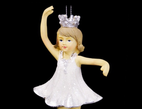 Ёлочная игрушка "Крошка-принцесса", (рука вверху), полистоун, белая с серебристым, 12.5 см, Goodwill фото 2