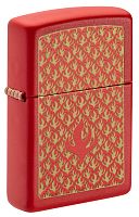 Зажигалка Zippo Flame Pattern, покрытие Red Matte, латунь/сталь, красная, матовая, 38x13x57 мм