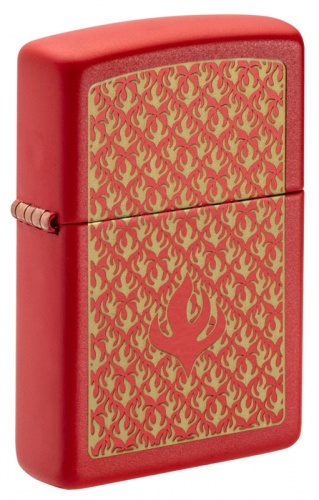 Зажигалка Zippo Flame Pattern, покрытие Red Matte, латунь/сталь, красная, матовая, 38x13x57 мм