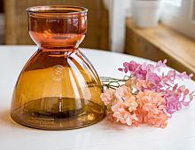 Декоративная стеклянная ваза "Каштановый мёд", прозрачно-коричневая, 23 см, Kaemingk