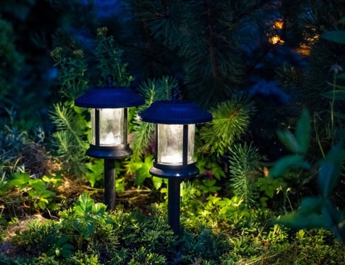 Набор садовых светильников на солнечной батарее "Стэнли" три в одном, чёрный, тёплые белые LED-огни, 2 шт., 14.5x28x17 см, Kaemingk фото 5