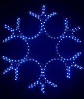 Светодиодная "Снежинка ажурная" двухсторонняя с огнями (LED-дюралайт), 230V, прозр. провод, уличная, BEAUTY LED