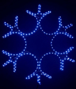 Светодиодная СНЕЖИНКА АЖУРНАЯ, дюралайт, синие LED-огни, 55 см, уличная, BEAUTY LED