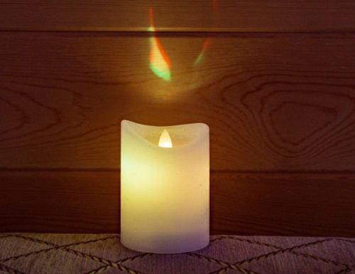 Светодиодная восковая свеча "Живой радужный огонёк", белая, RGB LED-огонь колышущийся, таймер, Koopman International фото 5