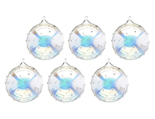 Набор стеклянных елочных шаров ЗИМНИЕ ДОЖДИНКИ, прозрачно-радужный, 10 см (упаковка - 6 шт.), EDG