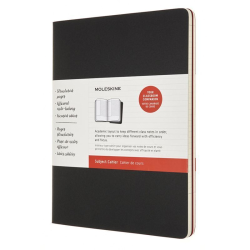 Блокнот Moleskine Cahier Subject XL, 192 стр., черный/красный, в линейку