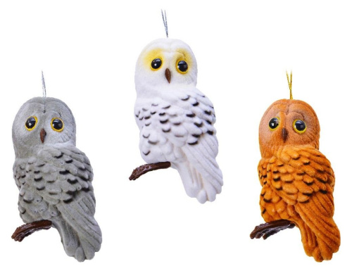 Ёлочная игрушка БАРХАТИСТАЯ СОВУШКА, пластик флокированный, 8 см, Kaemingk (Decoris) фото 2
