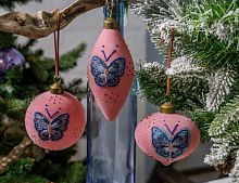 Набор стеклянных шаров и украшений ПАПИЙОН БЛЮ, 10-15 см, 12 шт., Winter Deco