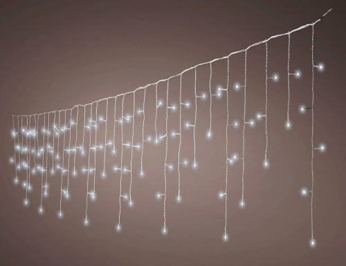 Светодиодная гирлянда Бахрома, 900 холодных белых LED-огней, 30х0.9 м, контроллер, таймер, белый провод ПВХ, уличная, Kaemingk фото 6