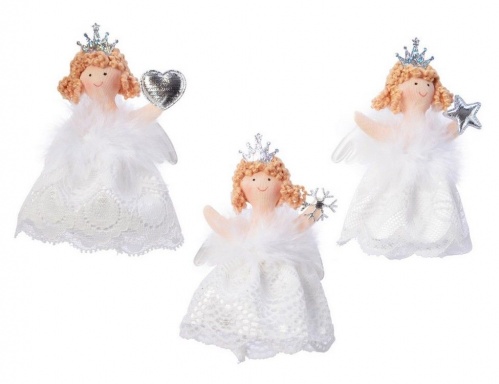 Ёлочная игрушка "Ангелочек в кружавчиках", 12x9x3.5 см, разные модели, Kaemingk