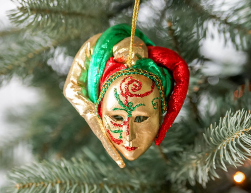 Ёлочная игрушка МАСКА АРЛЕКИНА, полиэстер, 13 см, Winter Deco