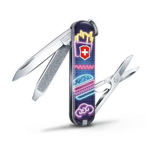 Нож-брелок Victorinox Classic LE 2019, 58 мм, 7 функций, "Burger Bar" фото 3