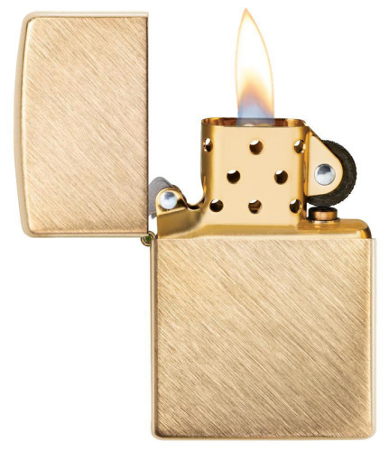 Зажигалка Zippo Classic с покрытием Herringbone Sweep Brass, латунь/сталь, золотистая, матовая, 36x1 фото 5