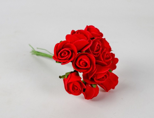 Искусственные розы для декора BOUQUET DE CHARME, алые, 2х10 см, 12 шт., 4 SEASONS фото 2