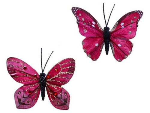 Набор украшений "Бабочки-прелестницы" на проволоке, перо, 8.5x6 см, 4 шт, Kaemingk