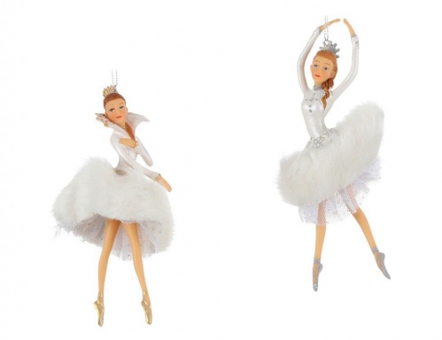Ёлочная игрушка "Балерина зимняя принцесса", полистоун, текстиль, 7.5х7.5х15 см, разные модели, Edelman, Noel (Katherine's style)