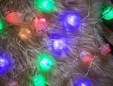 Электрогирлянда "Сияющая льдинка", 20 разноцветных LED-ламп, 2,3+1,5 м, белый провод, SNOWMEN