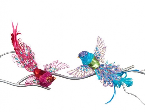Ёлочная игрушка "Райская птичка" на клипсе, перо, 20 см, разные модели, Goodwill