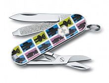 Нож-брелок Victorinox Classic LE 2011, 58 мм, 7 функций, 'Chanting Robots', 0.6223.3