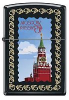 Зажигалка ZIPPO Московский кремль, латунь/сталь с покрытием Black Matte, чёрная, 36x12x56 мм, 218 MOSCOW KREMLIN FRAMED