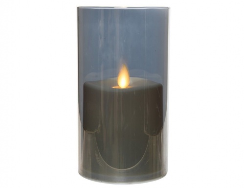 Свеча "Огонёк в стакане", тёплый белый LED-огонь колышущийся, Kaemingk