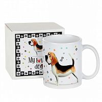 Подарочная кружка "My lovely dog: Бигль", материал: керамика, цвет: белый, коричневый