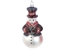Ёлочная игрушка СНЕГОВИЧОК - НОВОГОДНИЙ ЩЁГОЛЬ с венком, стекло, 15 см, Kurts Adler