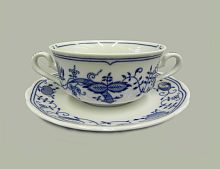 Чашка Leander для супа с блюдцем Мэри-Энн 0,35л, Номер: 03120624-0055, Цвет: голубой, белый