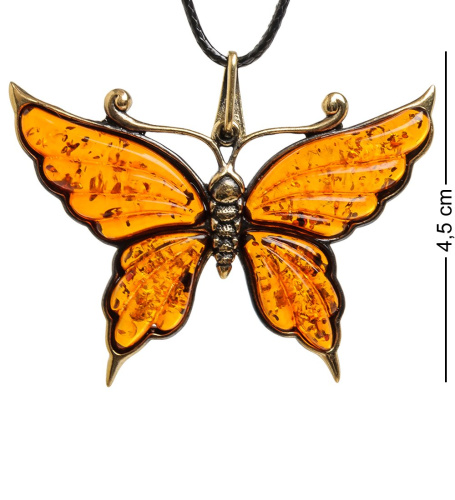 AM-1595 Подвеска «Бабочка Нитта» (латунь, янтарь)